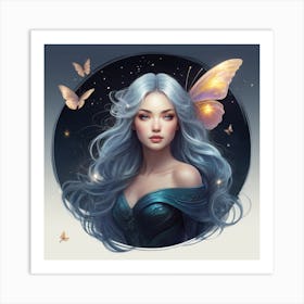 Fairy Girl With Butterfly Wings Art Print