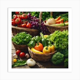 Fresh Vegetables In Baskets 1 Art Print