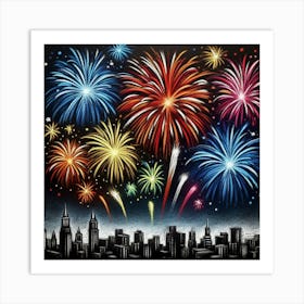 New Year Fireworks Art Print