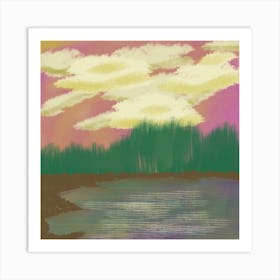 Sunset By The Lake Art Print