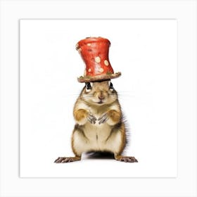 Squirrel In A Hat Art Print