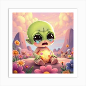 Crying Alien Baby Art Print