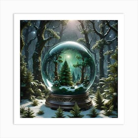 Snow Globe in Snowy Forest Art Print