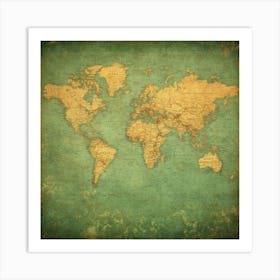 Vintage World Map Art 1 Art Print