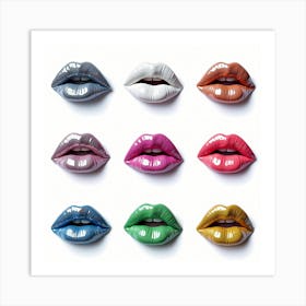 Lips In Different Colors Art Print