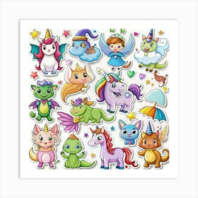 Unicorn Stickers Art Print