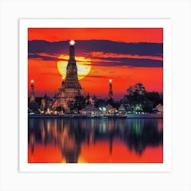 Bangkok Sunset Square Art Print