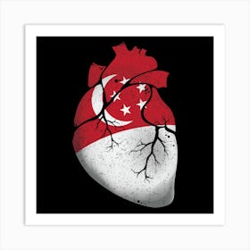 Singapore Heart Flag Art Print