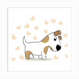 Dog With Hearts Art Print