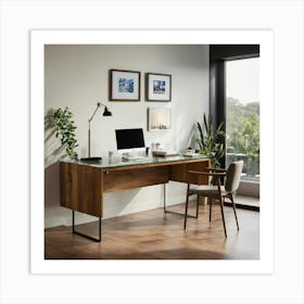 A Photo Of A Modern Office Desk With A Computer Mo (7) Art Print