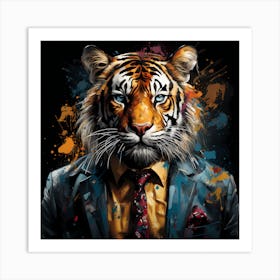 Tiger In Business Suit Art Print