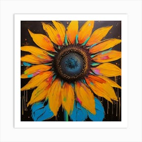 Colorful Sunflower, Inspired By Andy Warhol Art Print