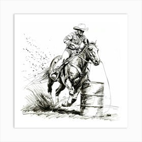 Cowboy Riding A Horse 3 Art Print