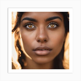Portrait Of A Woman With Golden Eyes Art Print