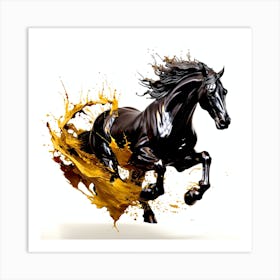 Black Horse Running Art Print