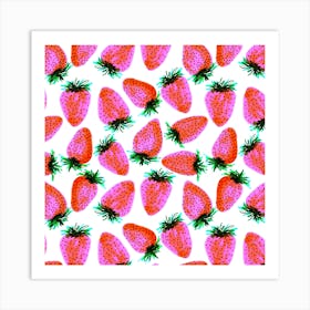 Lavender Red Strawberries Fruit Art Print