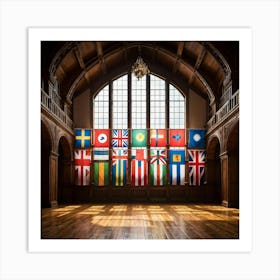 A Collection Of Intricately Designed Global Country Flags Aligned Neatly In A Grid With Each Flag (7) Art Print