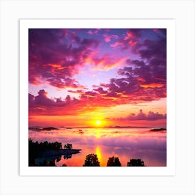 Sunset Over Lake Art Print