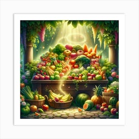 Fairy Garden With Fruits And Vegetables Art Print