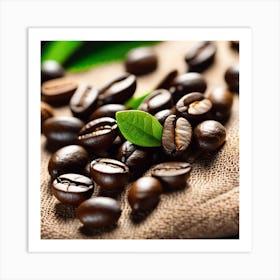 Coffee Beans On A Cloth Art Print