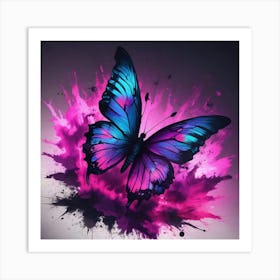 Butterfly With Paint Splashes 11 Art Print