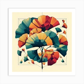 Geometric Art Tropical leaves of ginkgo biloba 5 Art Print