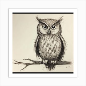 Owl On A Branch 3 Art Print