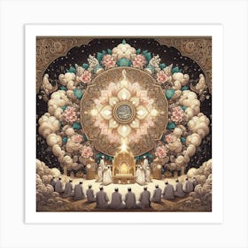 Generate an image depicting the divine blessing of guidance as mentioned in Surah Al-Fatiha." Art Print