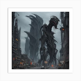 Alien Architecture In A Dense City Art Print