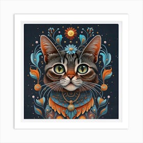 Whimsical Cat Dreams Print Art Art Print