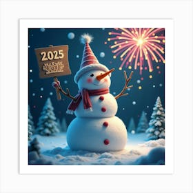 Flux Dev A Jubilant Snowman Stands Amidst A Winter Wonderland Art Print