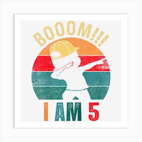 Kids 5 Year Old Gifts Boom I Am 5th Birthday Dabbing Boyns Art Print