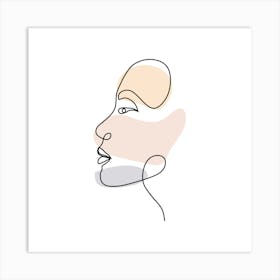 Portrait Of A Woman'S Face Continuous line drawing of a woman, Scandinavian wall art, fine art print. Art Print