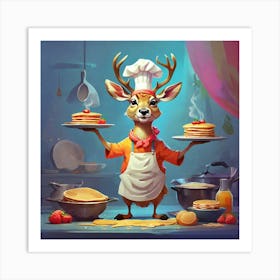 Chef Deer 12 Art Print