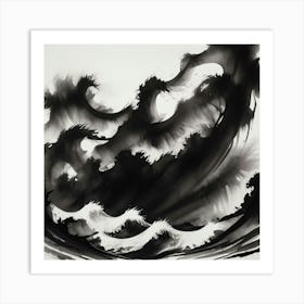 Waves In Black And White 1 Art Print