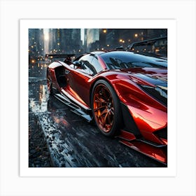 Sports Car during Rainy Days Art Print