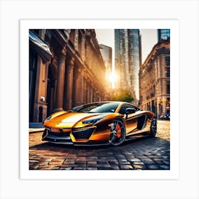 Golden Lamborghini Art Print