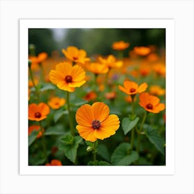 A Lush Garden Filled With Bright, Cheerful Nasturtiums 2 Art Print