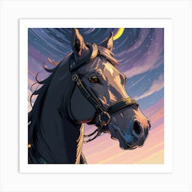 Horse In The Night Art Print