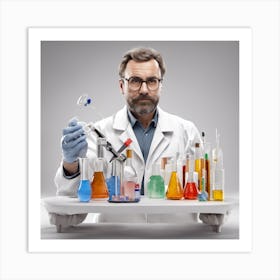 Scientist Holding A Tray Art Print