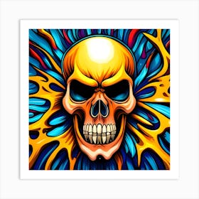 Skull With Flames 2 Art Print