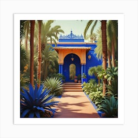 Blue House In Morocco Art Print