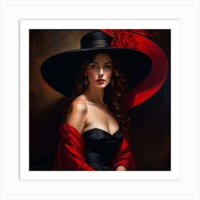 Woman In A Hat 10 Art Print