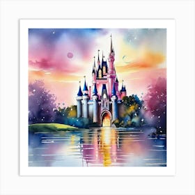 Disney Castle Watercolor Painting Art Print