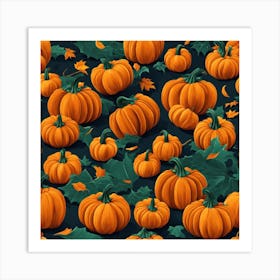 Pumpkins Seamless Pattern 1 Art Print