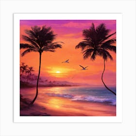 Sunset At The Beach 15 Art Print