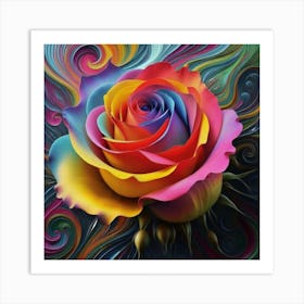 Abstract painting of a magical organic rose 6 Art Print