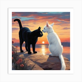 Sunset Cats 1 Art Print