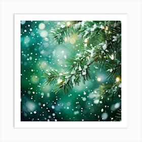 Abstract Concept Of Christmas Using Evergreen Branches As Main Subject Covered In Fine Glittering S (6) Art Print