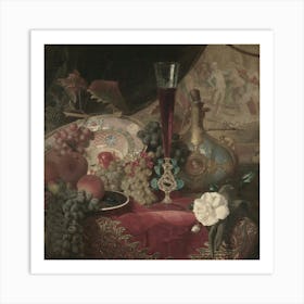 Table With Fruit And Wine Art Print